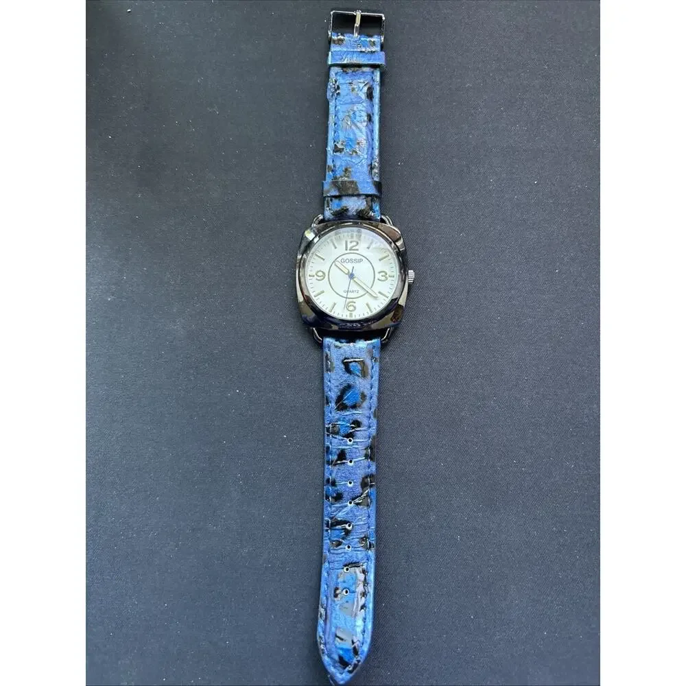 Gossip Black Case Blue Cheetah Print Band Women’s Quartz Watch